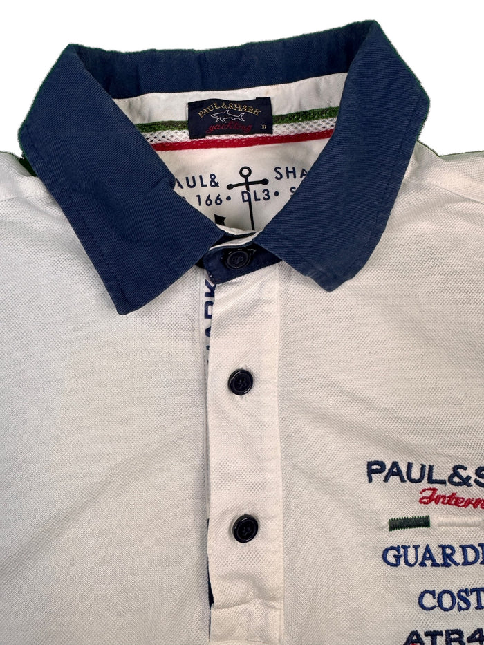 Paul Shark Yachting polo shirt white men preppy cotton navy collar embroidered logo