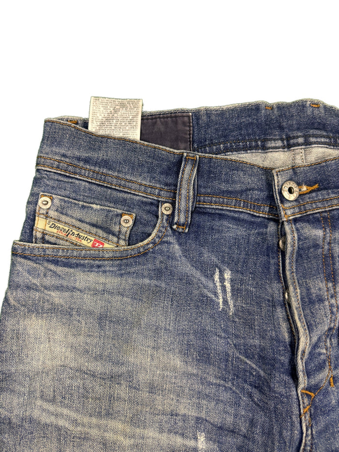 True Religion Slim Carrot Jeans Blue Faded Denim Streetwear Cotton Spandex Diesel