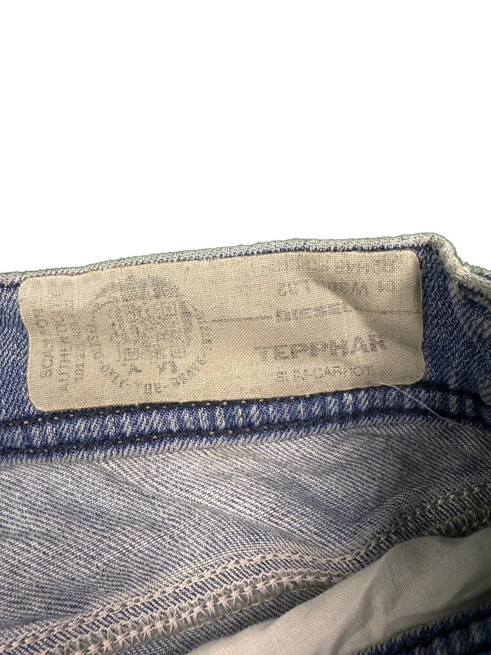 Diesel men jeans light blue straight streetwear distressed knee details Cotton Elastane