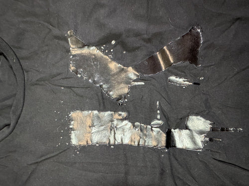 Karl Lagerfeld Distressed Print T-Shirt Black Y2K Designer Size L