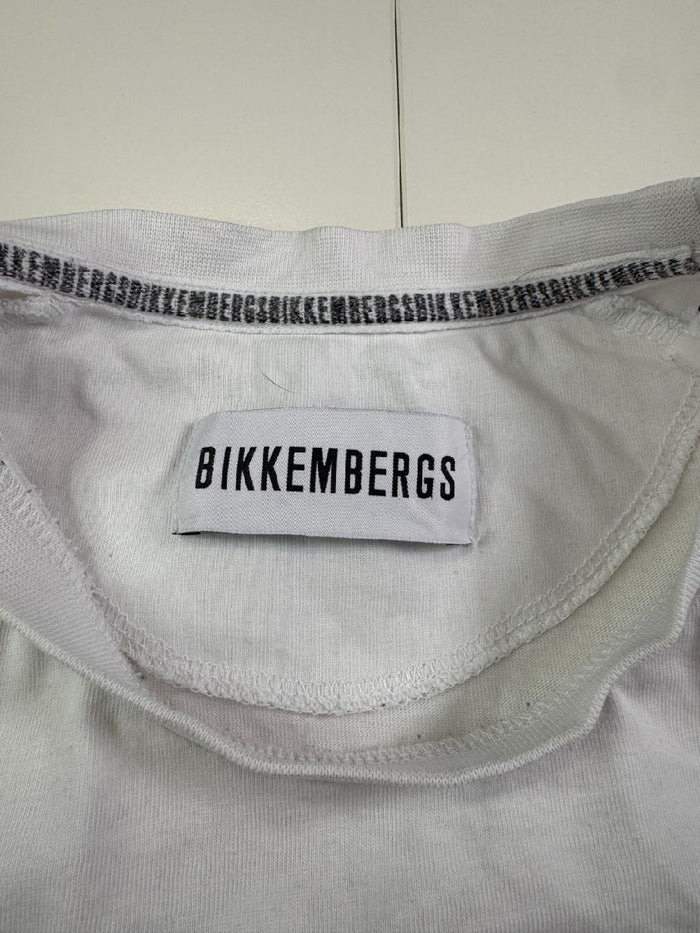 Bikkembergs T-Shirt White Big Logo Graphic Athletic Style Size L
