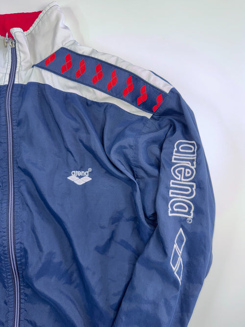Arena Vintage Track Jacket Windbreaker Blue White Red Size 152