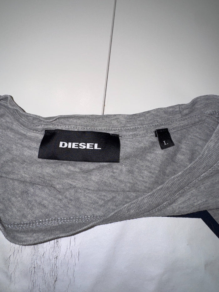Diesel Vintage Y2K T-Shirt Big Logo Grey Size L