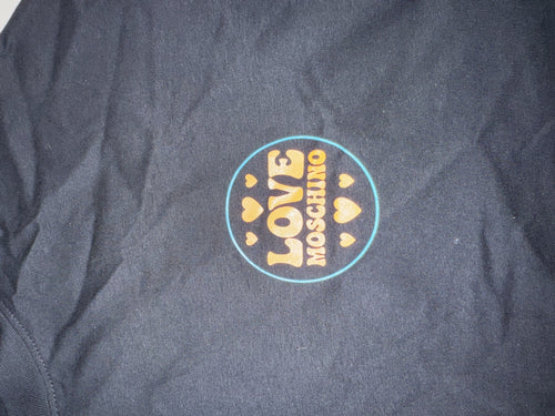 Love Moschino T-Shirt Black Crop Logo Heart Graphic Size M New