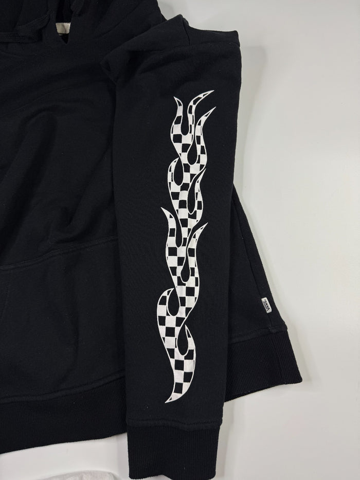 Vans Vintage Y2K Hoodie Checkerboard Ärmel Schwarz Größe XS