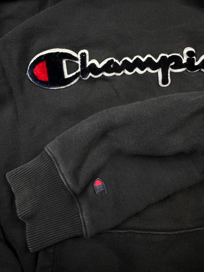 Champion Logo Hoodie Schwarz XS/S Rot Weiß Blau Schriftzug