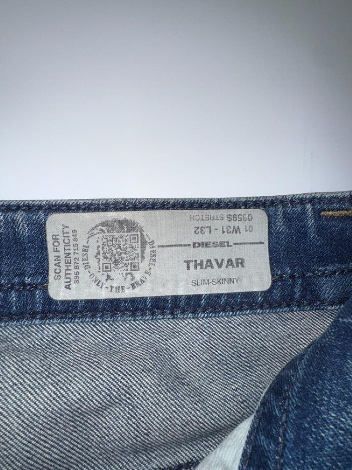 Diesel Thavar Vintage Y2K Distressed Jeans Size 31 Blue Denim