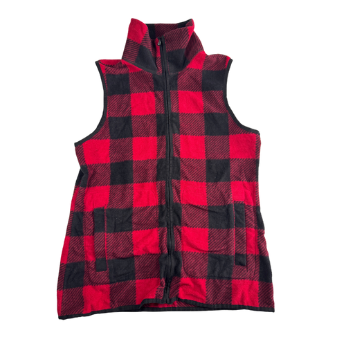 Chaps Vintage Y2K Buffalo Plaid Fleece Vest Red Black Size S
