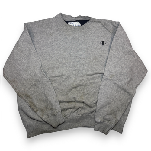 Champion Vintage Crewneck Sweatshirt Grey Embroidered Logo Size XL