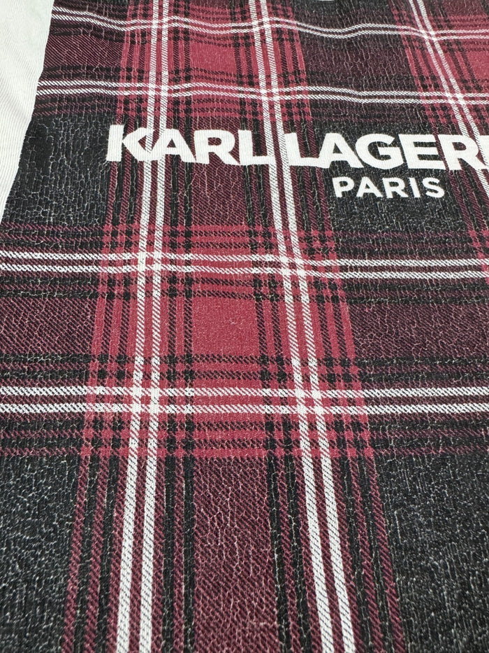 Karl Lagerfeld Paris T-Shirt Graphic Plaid Logo White Size S