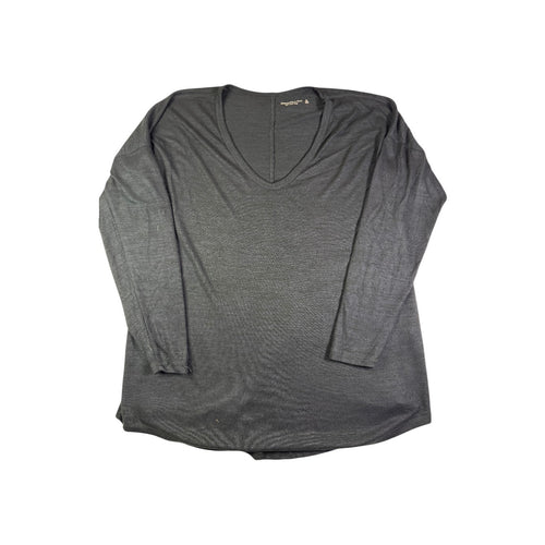 Abercrombie & Fitch Long Sleeve T-Shirt V-Neck Grey Basic Size XL