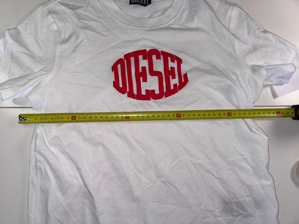 Diesel T-Shirt Big Logo White Red Graphic Cotton Size M — 6