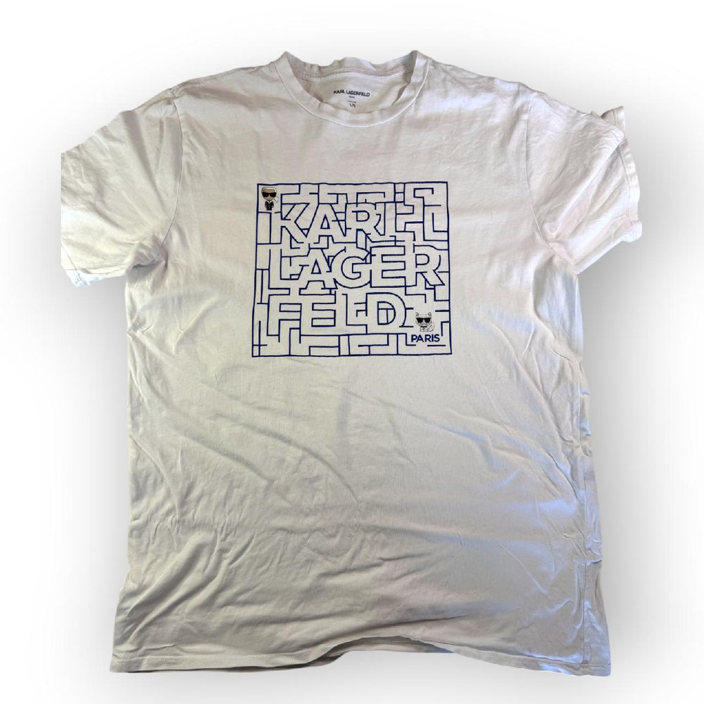 Karl Lagerfeld Paris T-Shirt Graphic Logo White Size L — 1