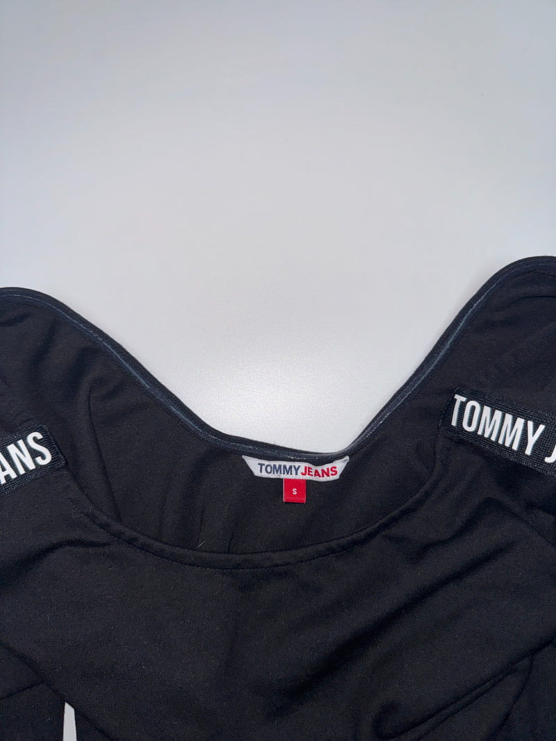 Tommy Jeans Bodycon Dress Black Logo Tape Size S