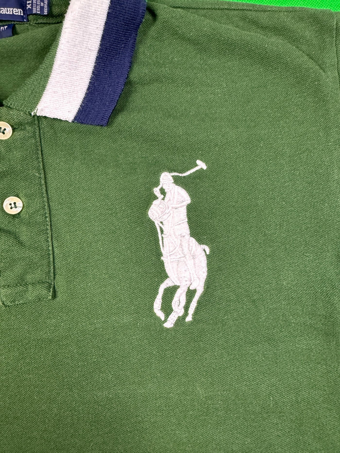 Polo Ralph Lauren Polo Shirt Green Preppy 100% Cotton Classic Fit Vintage Y2k