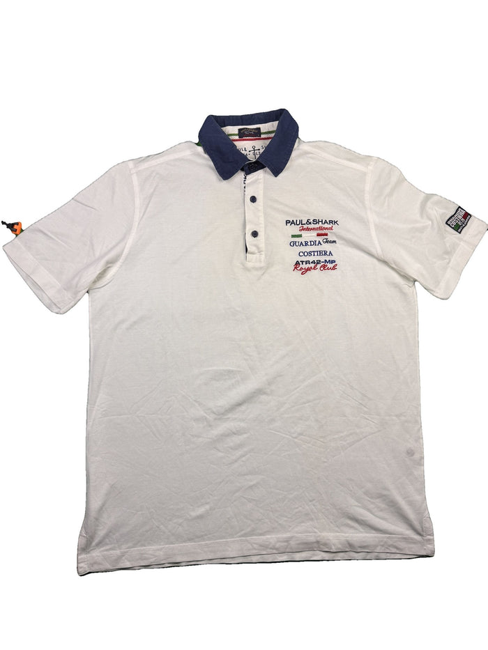 Paul Shark Yachting polo shirt white men preppy cotton navy collar embroidered logo