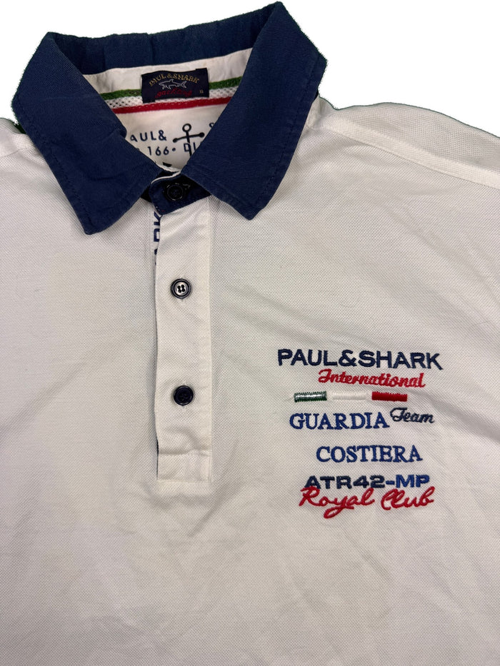 Paul Shark Yachting polo shirt white men preppy cotton navy collar embroidered logo