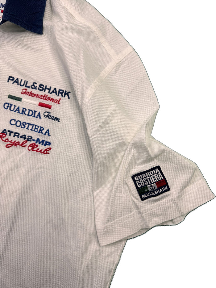 Paul Shark Yachting polo shirt white men preppy cotton navy collar embroidered logo