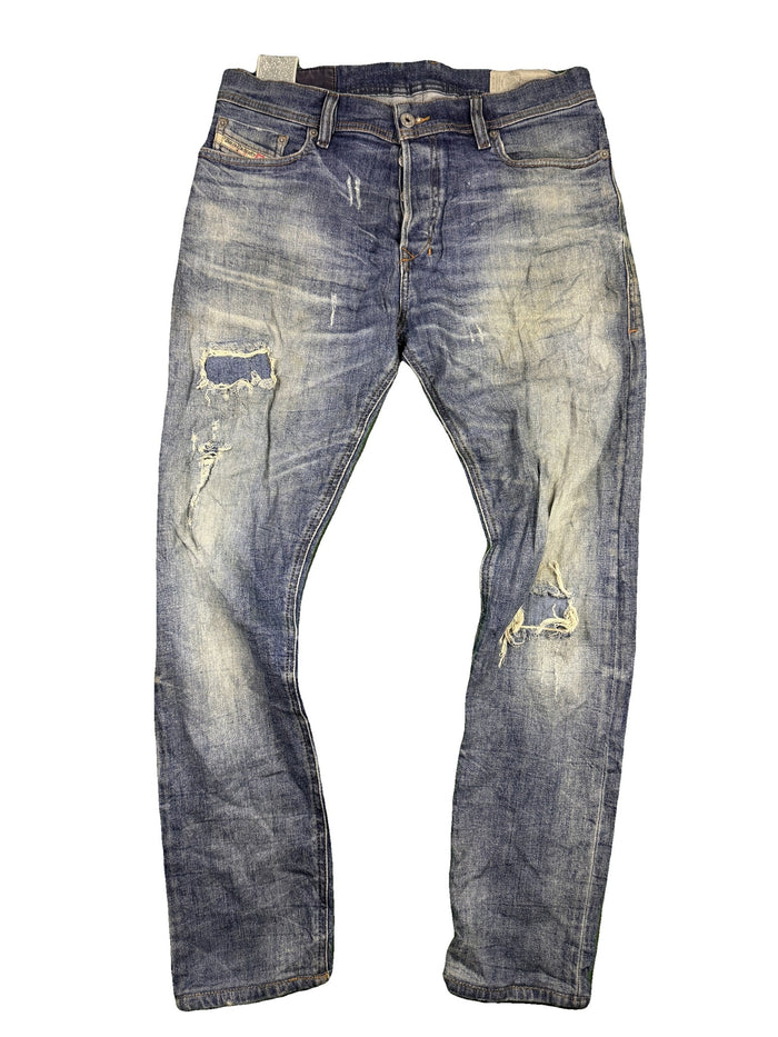 True Religion Slim Carrot Jeans Blue Faded Denim Streetwear Cotton Spandex Diesel