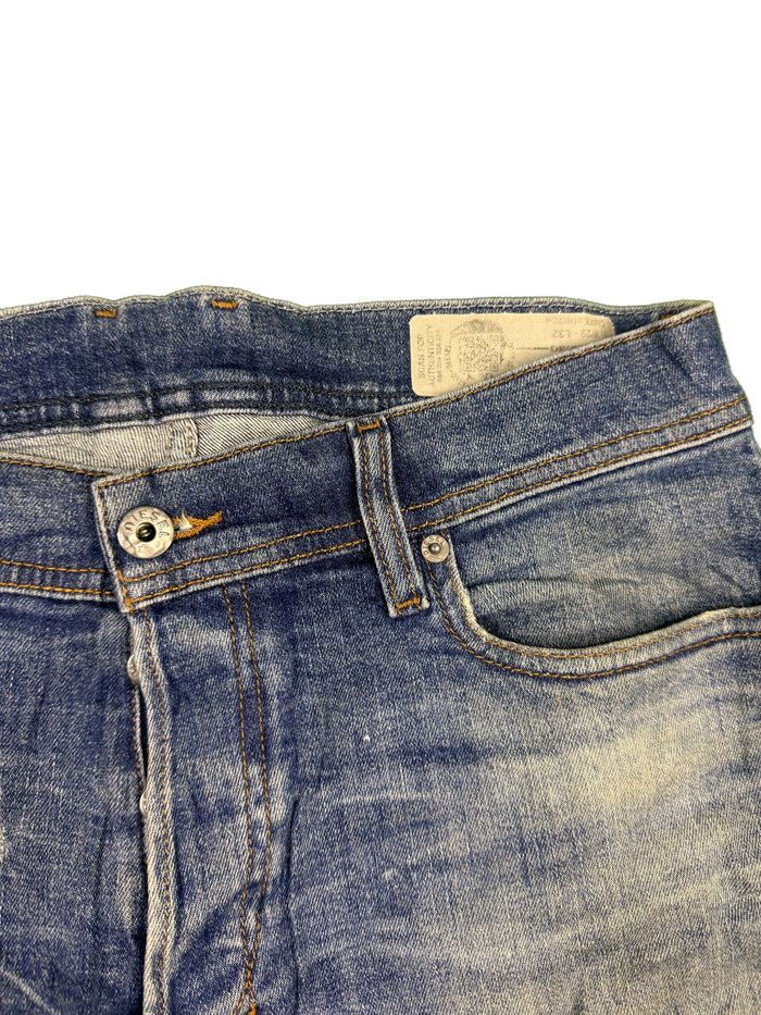 True Religion Slim Carrot Jeans Blue Faded Denim Streetwear Cotton Spandex Diesel