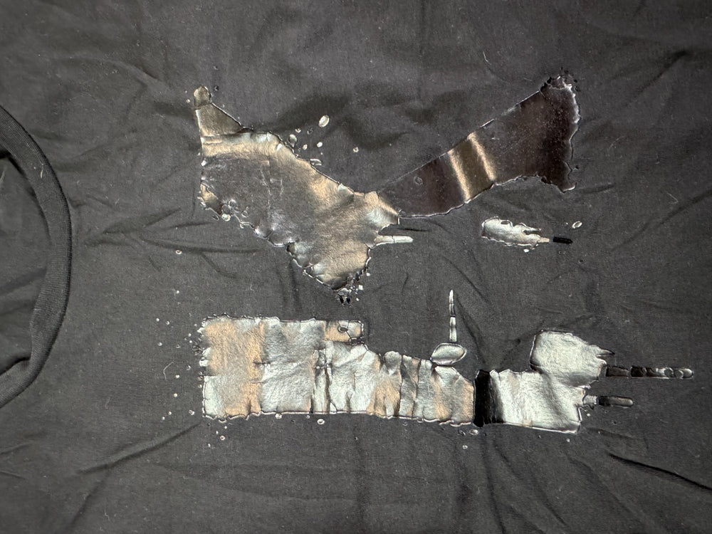 Karl Lagerfeld Distressed Print T-Shirt Black Y2K Designer Size L — 2