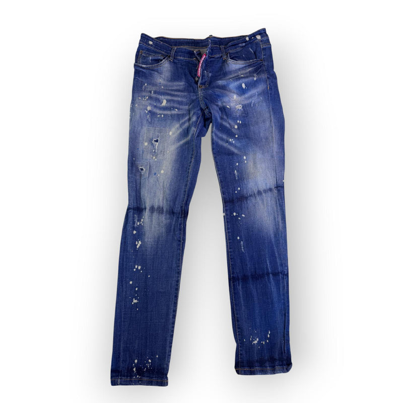 Dsquared2 Distressed Jeans Paint Splatter Y2K Slim Blue Size 50