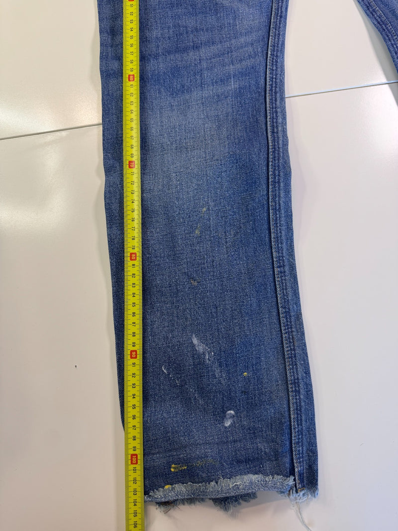 Polo Ralph Lauren Distressed Jeans Paint Splatter Repair Y2K Blue Size W34