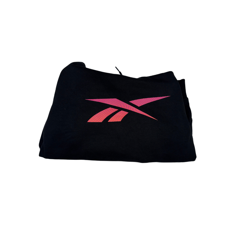 Reebok Vintage Y2K Hoodie Black Pink Big Logo Pullover Streetwear