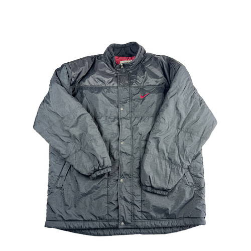 Nike Vintage Puffer Jacket Black Red Logo Y2K Size L