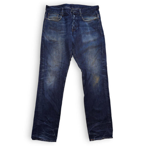 G-Star RAW Jeans W34 L32 Blue Denim Straight Fit Distressed