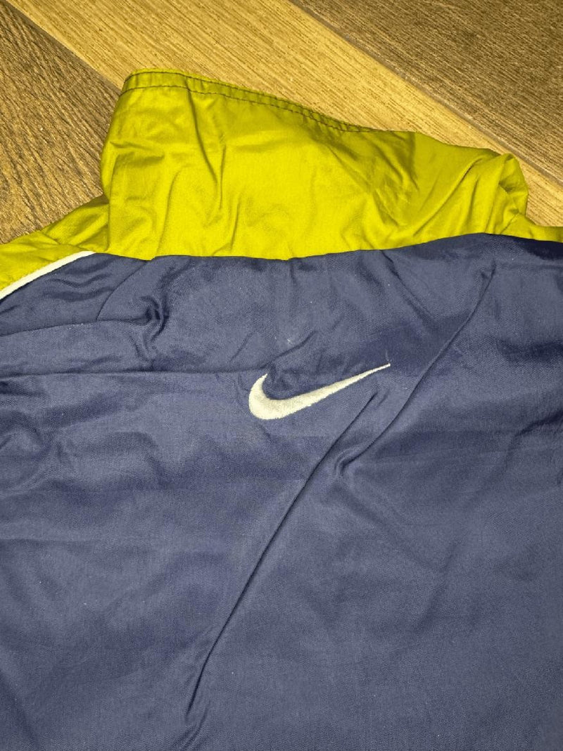 Nike Vintage Windbreaker Jacket 90s Navy Yellow Swoosh Spell Out Size XL