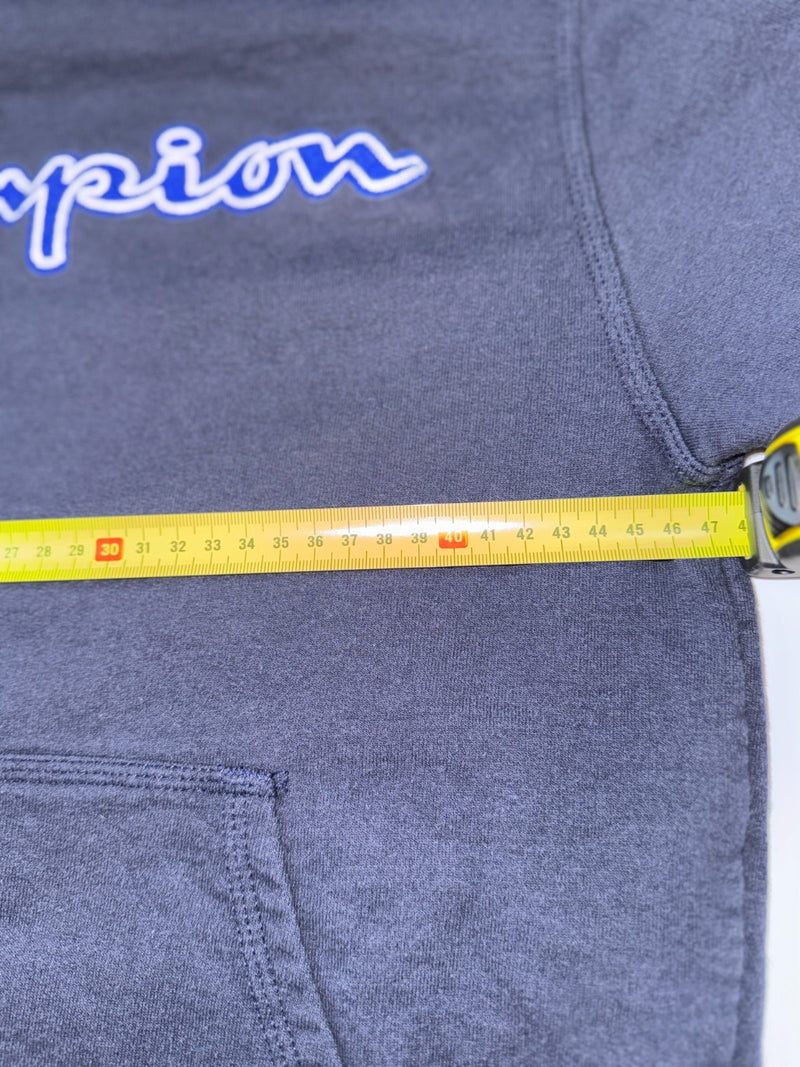 Champion Vintage Y2K Hoodie Navy Blue Spellout Logo Pullover Streetwear S