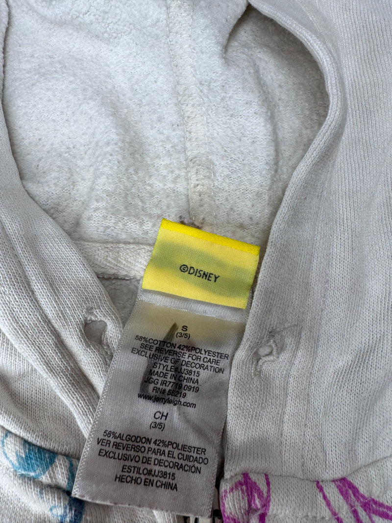 Disney Mickey Mouse Full Zip Hoodie Y2K White Graphic Size S