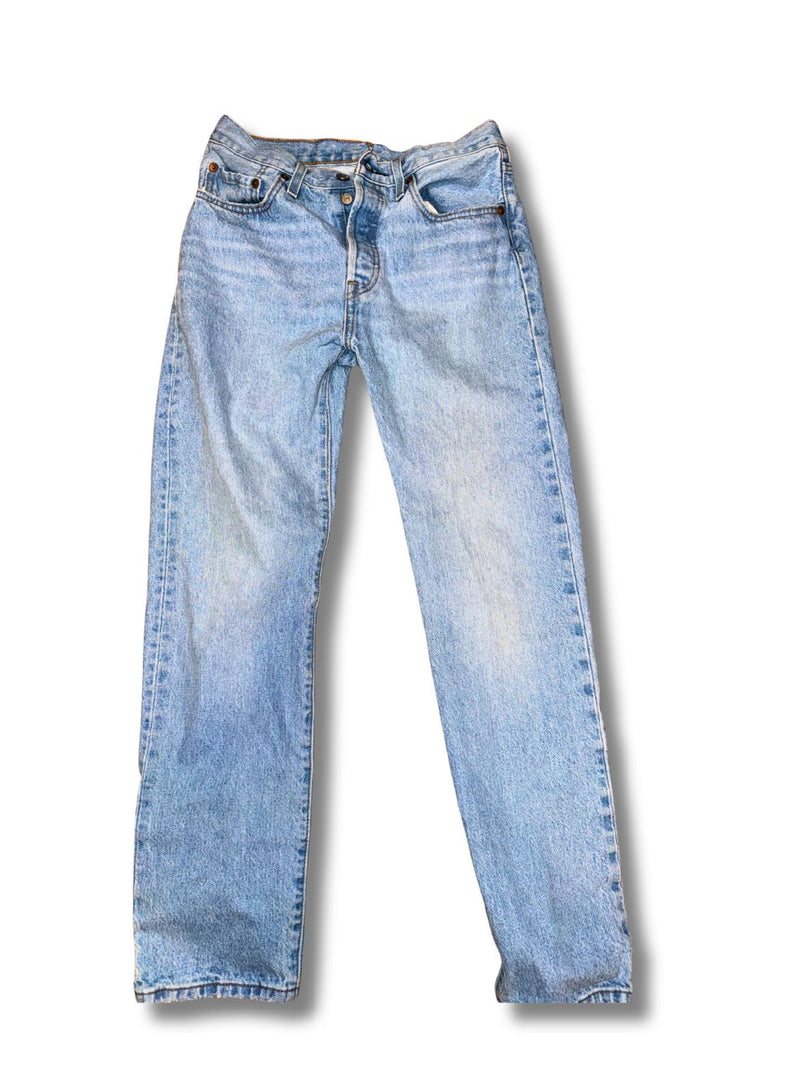 Levi's 501 Jeans W27 L30 Hellblau Vintage Straight Leg Denim Damen