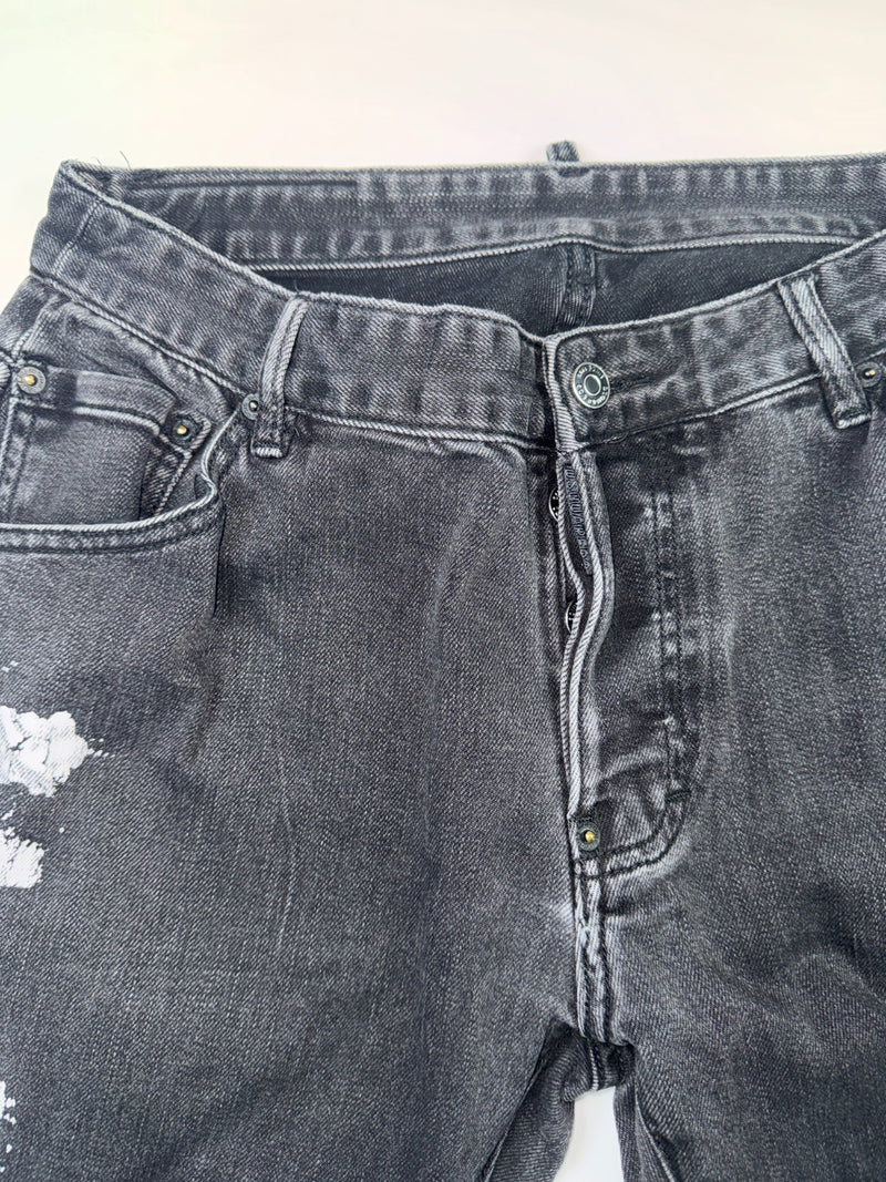 Dsquared2 Vintage Y2K Jeans Size 5A Black Graphic Print Straight Leg