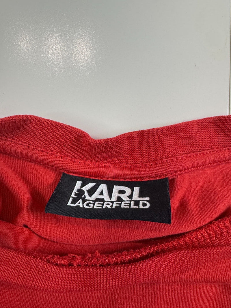 Karl Lagerfeld T-Shirt Red Big Logo Casual Streetwear Size L