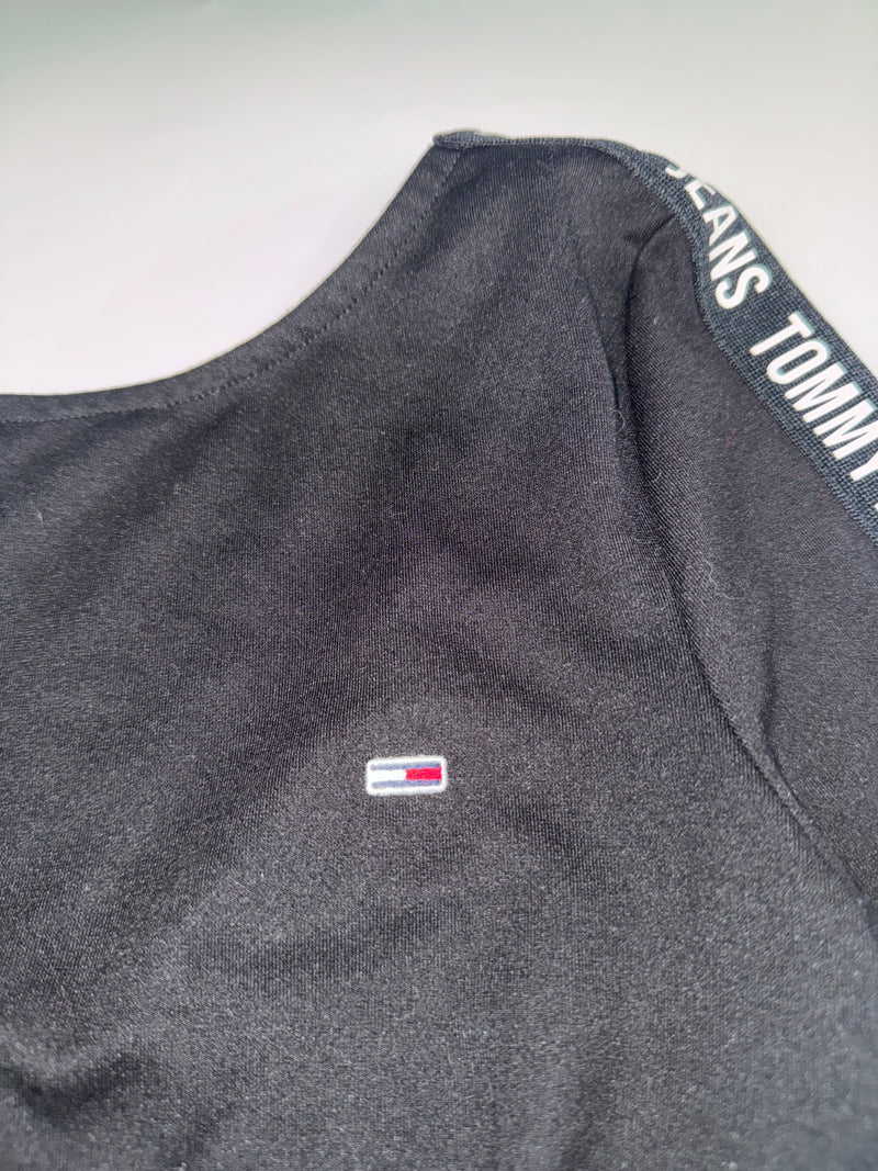 Tommy Jeans Bodycon Dress Black Logo Tape Size S