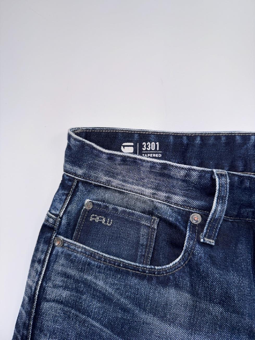 G-Star RAW 3301 Tapered Vintage Y2K Jeans Size W30 L32 Dark Blue Denim — 2