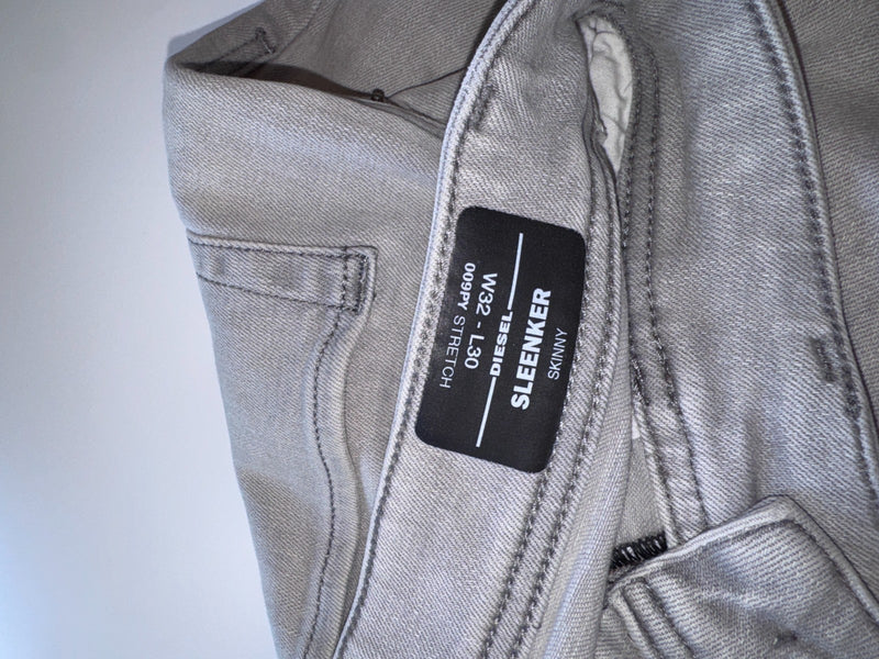 Diesel Sleenker Skinny Jeans Y2K Grey Size W32 L30