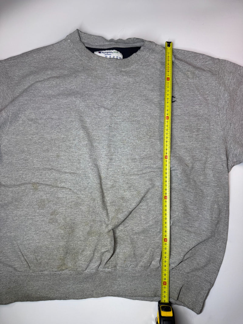 Champion Vintage Crewneck Sweatshirt Grey Embroidered Logo Size XL