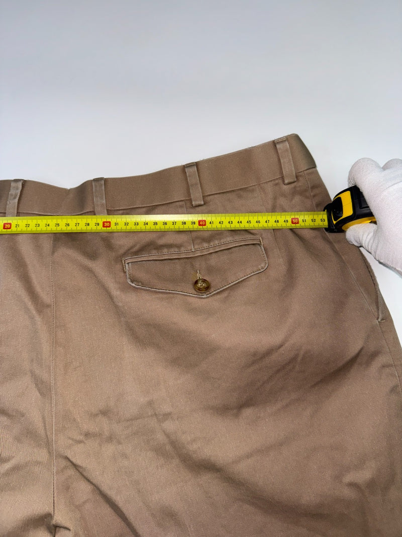 L.L.Bean Vintage Trousers Size 40 Brown Cotton Pleated Straight Leg