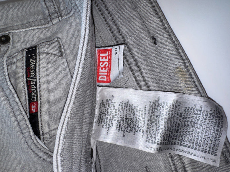 Diesel Sleenker Skinny Jeans Y2K Grey Size W32 L30