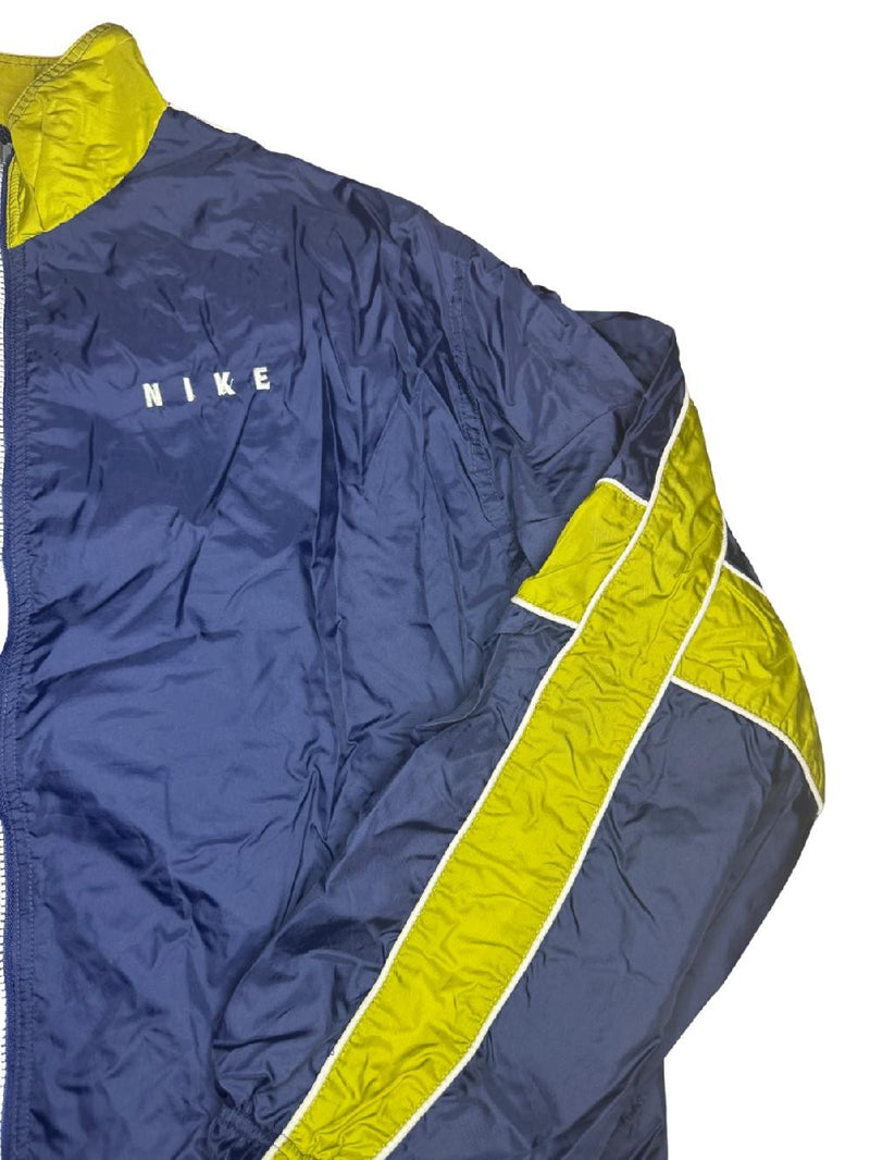 Nike Vintage Windbreaker Jacket 90s Navy Yellow Swoosh Spell Out Size XL