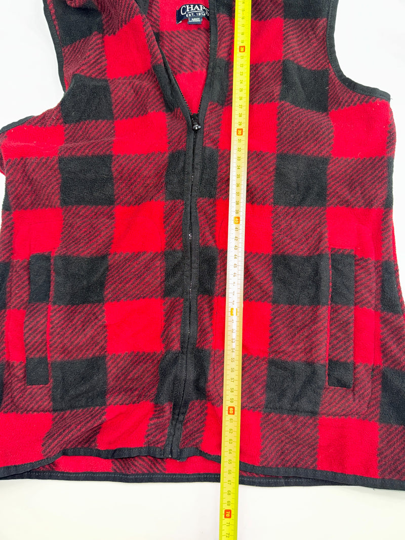 Chaps Vintage Y2K Buffalo Plaid Fleece Vest Red Black Size S