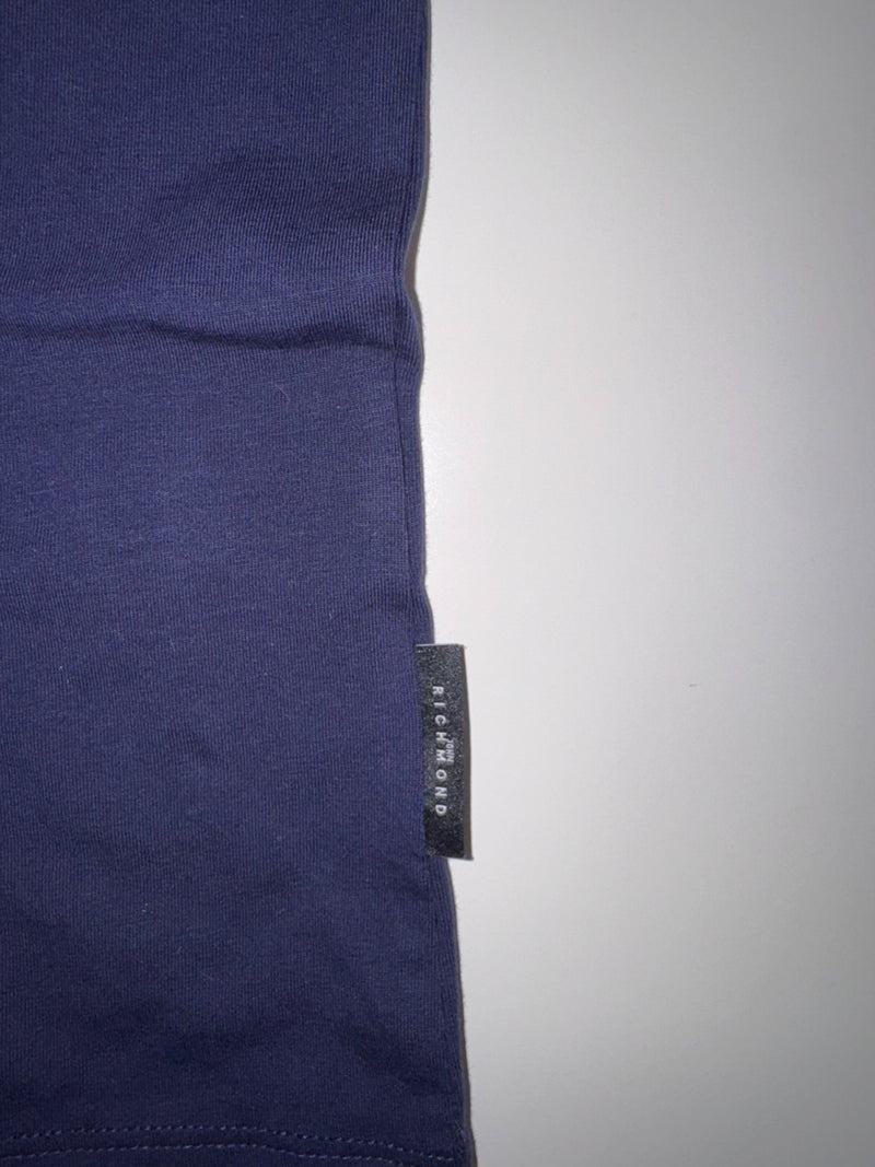 John Richmond T-Shirt Blue Night Logo Graphic Cotton Stretch Size M New