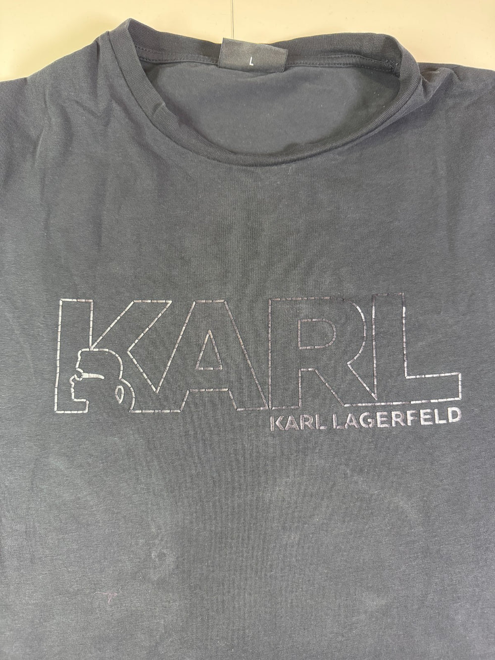 Karl Lagerfeld KARL Logo T-Shirt Vintage Y2K Black Size L — 2