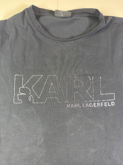 Karl Lagerfeld KARL Logo T-Shirt Vintage Y2K Black Size L