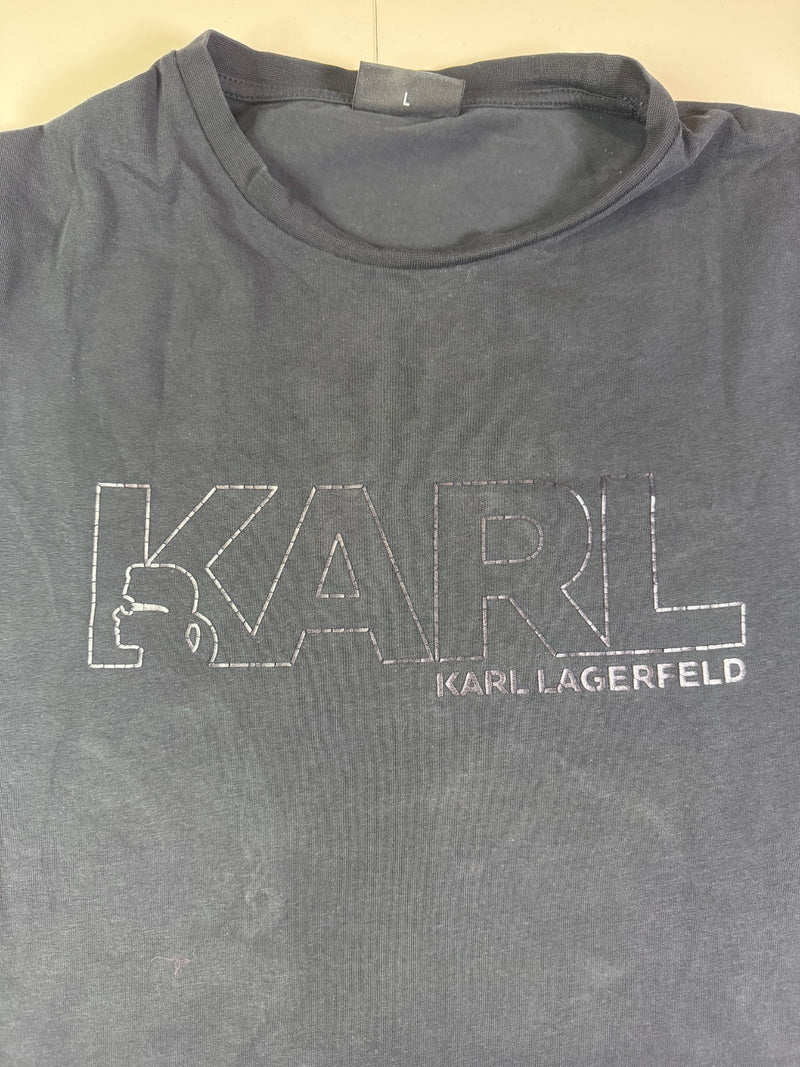 Karl Lagerfeld KARL Logo T-Shirt Vintage Y2K Black Size L