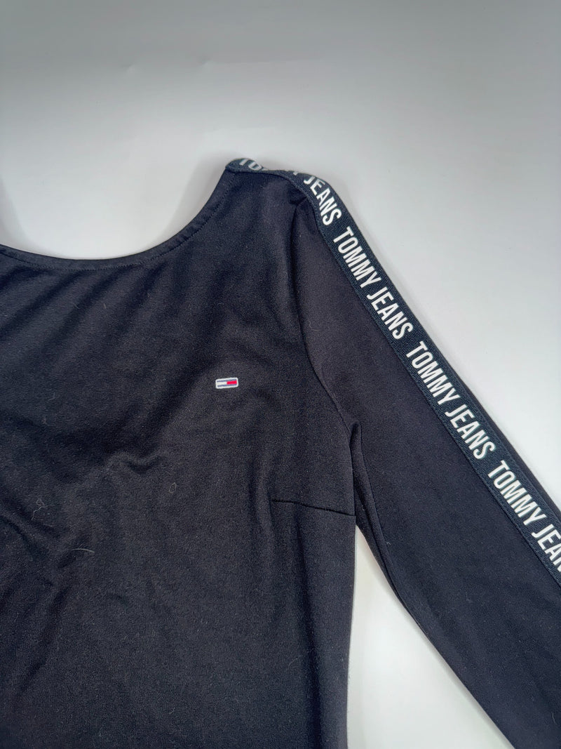 Tommy Jeans Bodycon Dress Black Logo Tape Size S