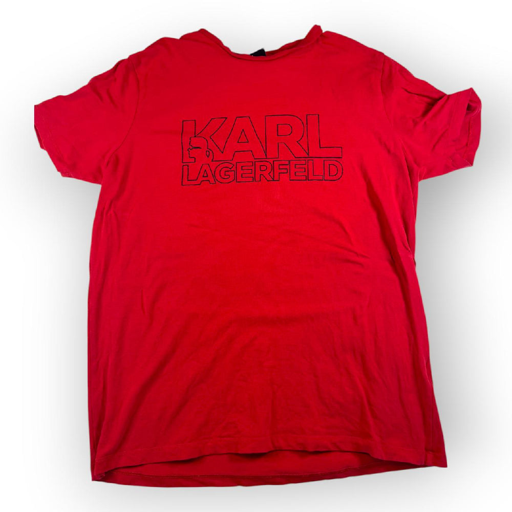 Karl Lagerfeld T-Shirt Red Big Logo Casual Streetwear Size L — 1